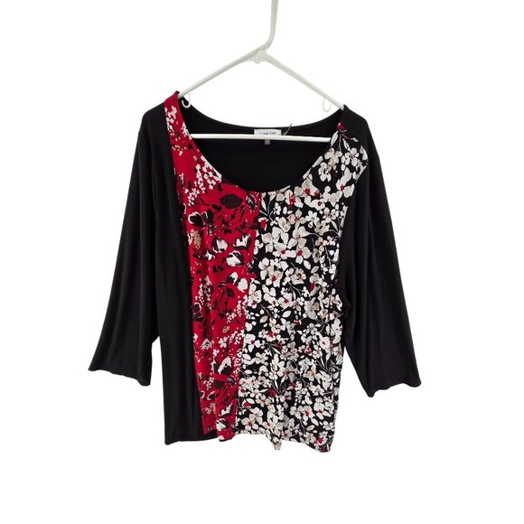 Calvin Klein Women's Blouse Long Sleeve Pullover Jersey Knit  Multi Color Sz 3X - Picture 1 of 6